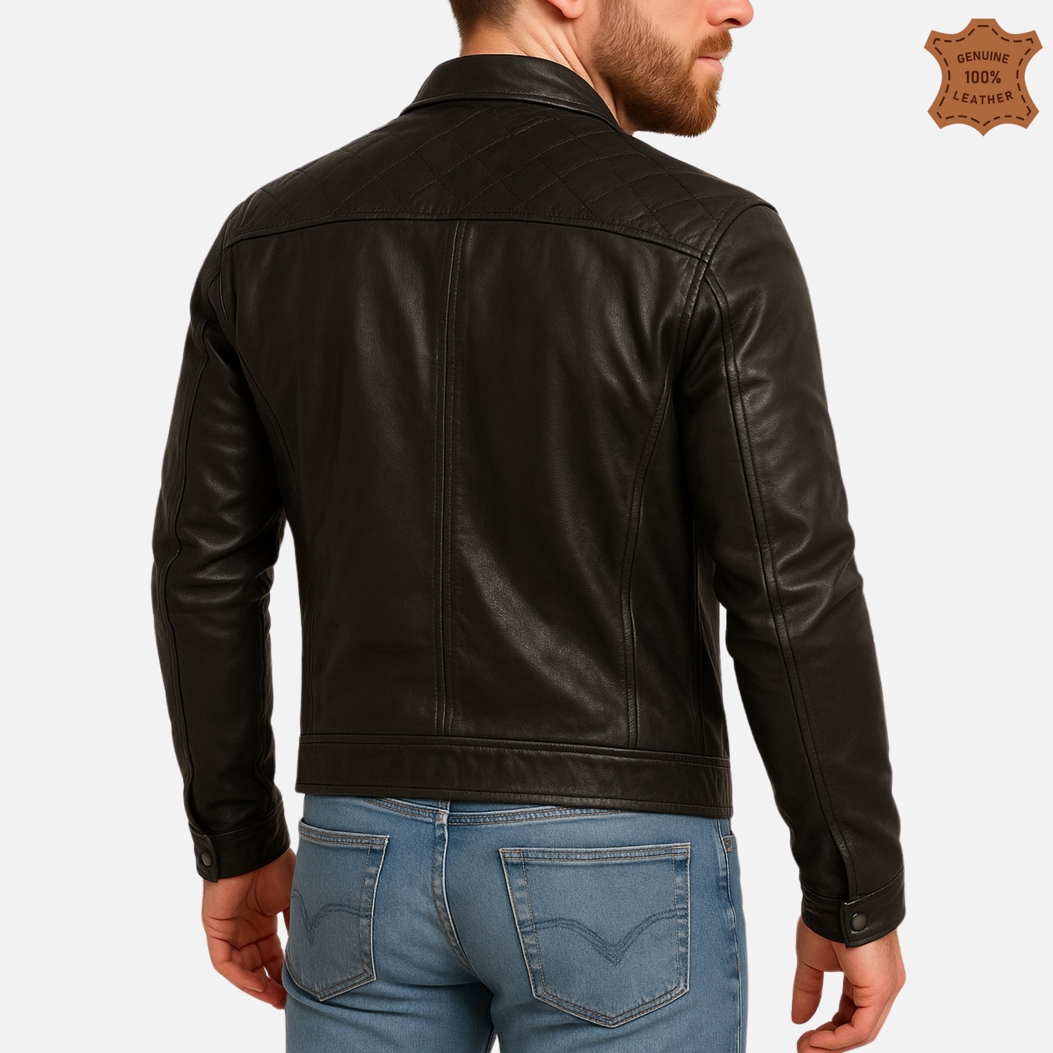 ZINOSKINS Men’s Black Leather Jacket – 100% Real Leather, Premium Quality 004