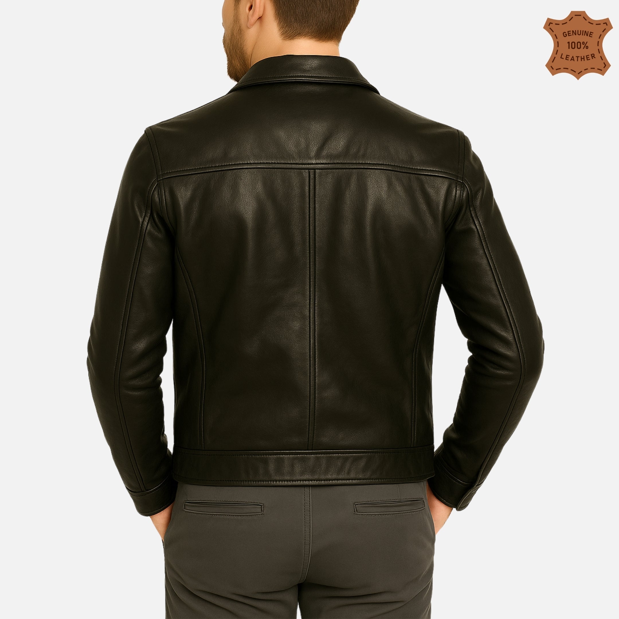 ZINOSKINS Men’s Black Leather Jacket – 100% Real Leather, Premium Quality 006
