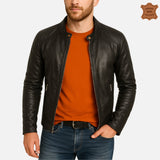 ZINOSKINS Men’s Black Leather Jacket – 100% Real Leather, Premium Quality 008