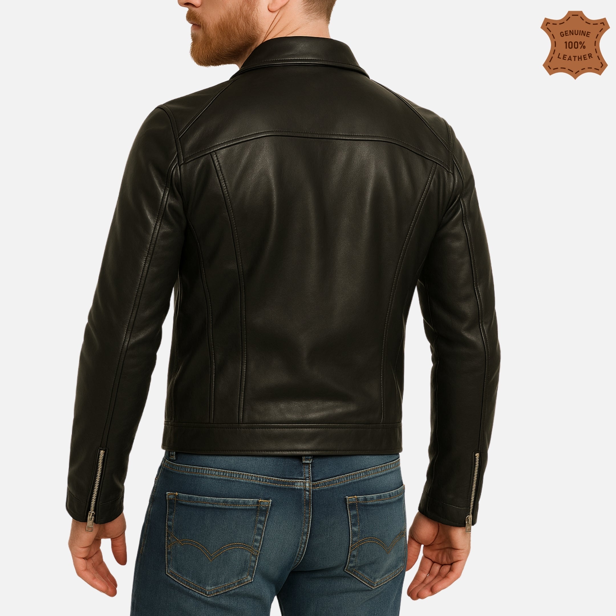 ZINOSKINS Men’s Black Leather Jacket – 100% Real Leather, Premium Quality 008