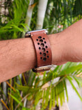 Zinoskins N-Band Premium Tan 100% Real Leather Strap Compatible for Apple Watch – Bold, Breezy & Premium
