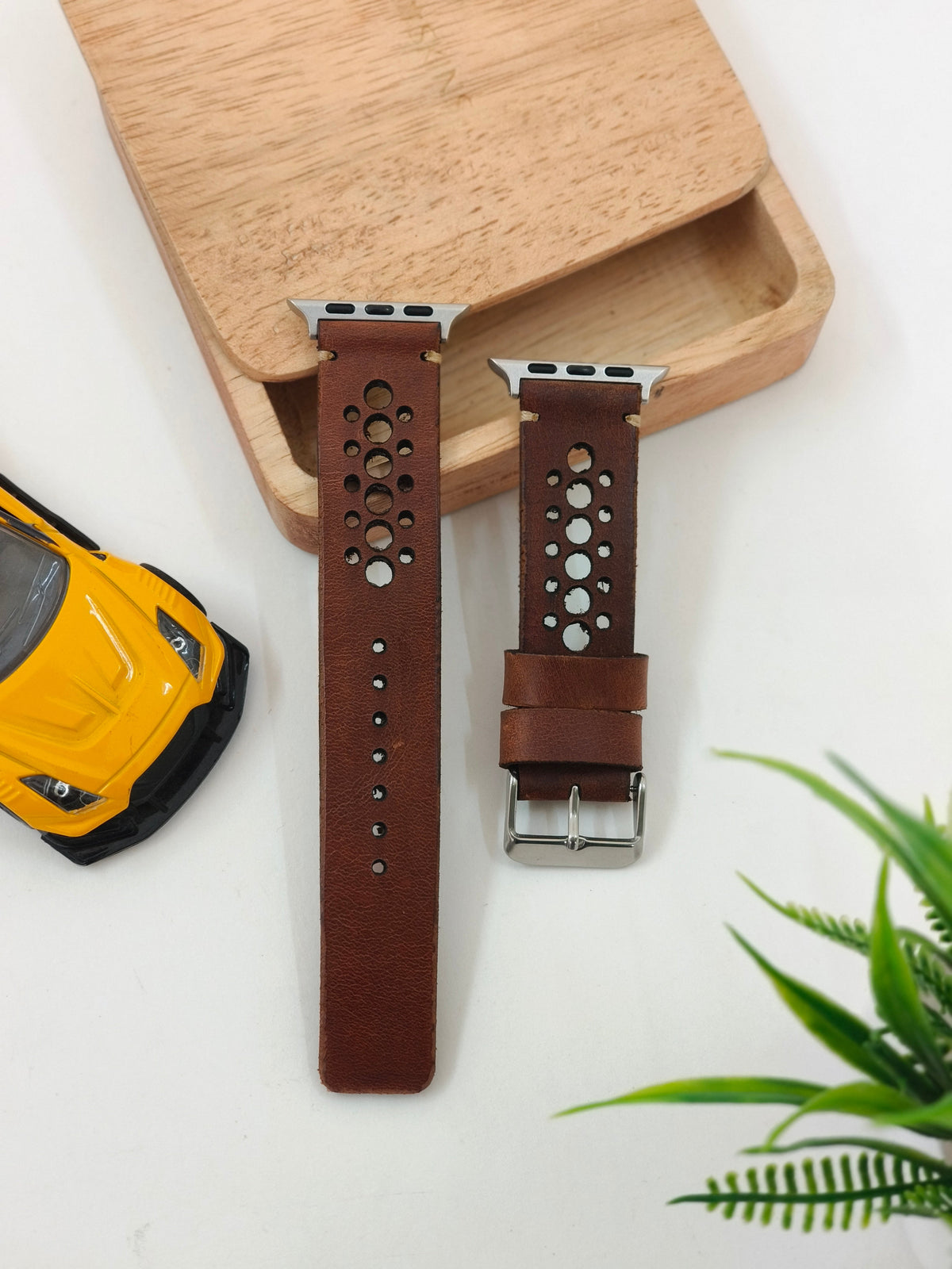 Zinoskins N-Band Premium Tan 100% Real Leather Strap Compatible for Apple Watch – Bold, Breezy & Premium