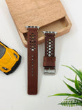 Zinoskins N-Band Premium Tan 100% Real Leather Strap Compatible for Apple Watch – Bold, Breezy & Premium