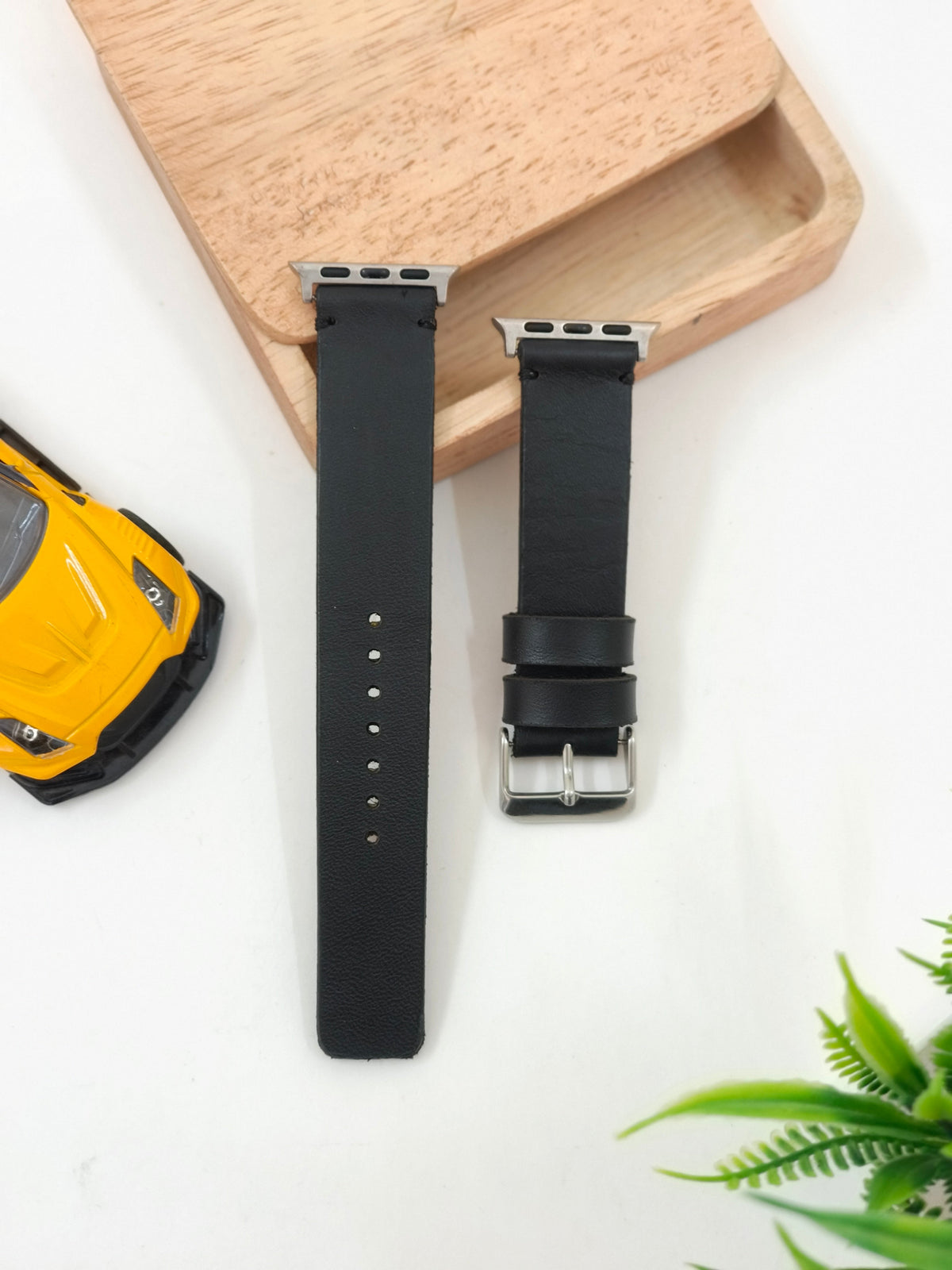 Zinoskins Minimal Premium Black 100% Real Leather Strap Compatible for Apple Watch – Simple, Sleek & Sophisticated