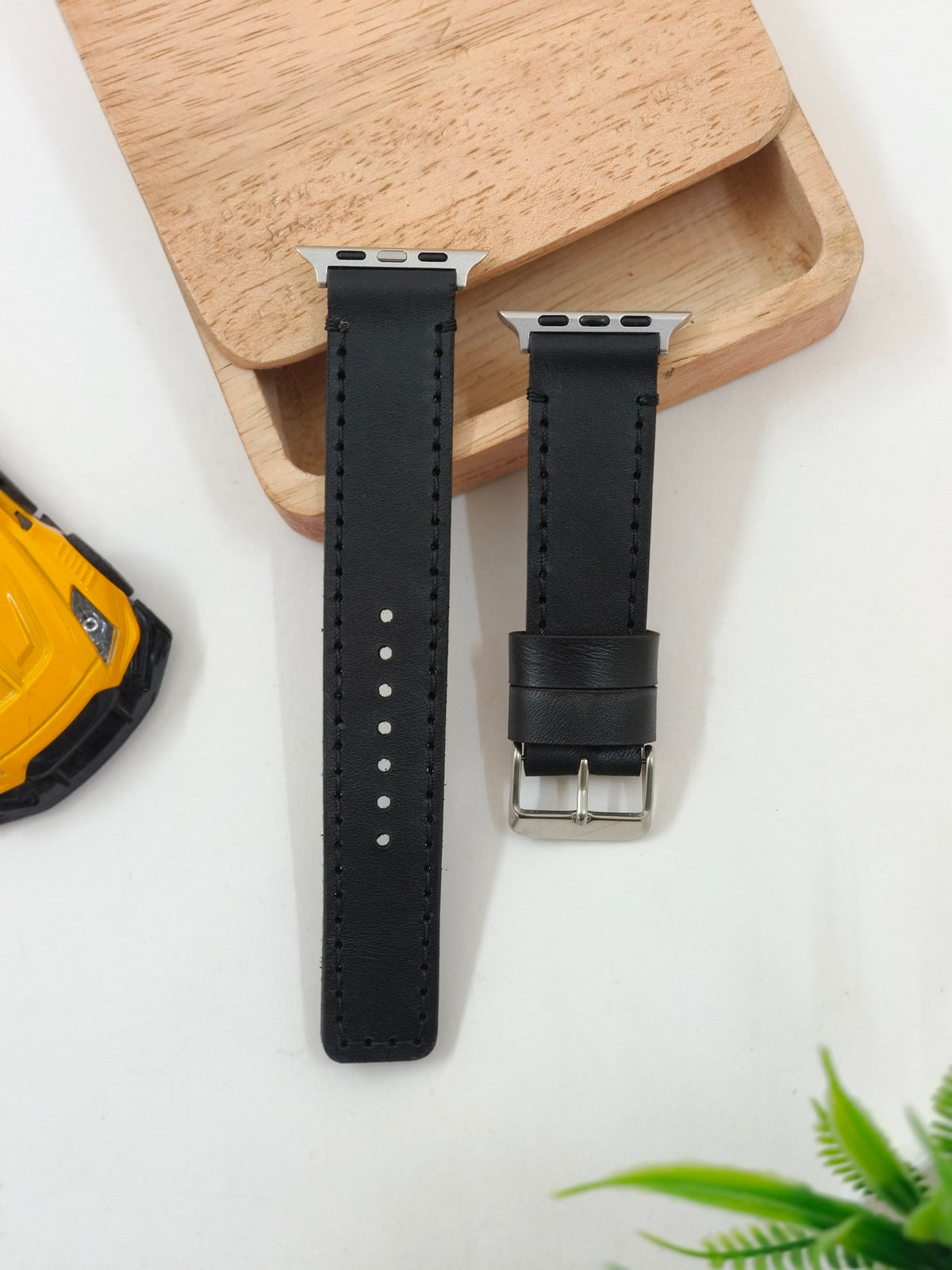 Zinoskins Full Stitch Self (Black Thread) Premium Black 100% Real Leather Strap Compatible for Apple Watch – Timeless & Elegant