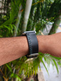 Zinoskins Parallel Stitch (Blue Thread) Premium Black 100 % Real Leather Strap Compatible for Apple Watch – Sleek. Smart. Stylish.