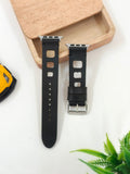 Zinoskins Square-Cut Premium Black 100% Real Leather Strap Compatible For Apple Watch – Edgy & Breathable