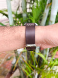 Zinoskins Cross Stitch Premium Dark Brown 100% Real Leather Strap Compatible For Apple Watch – Rustic Charm with Cross-Stitch Detail