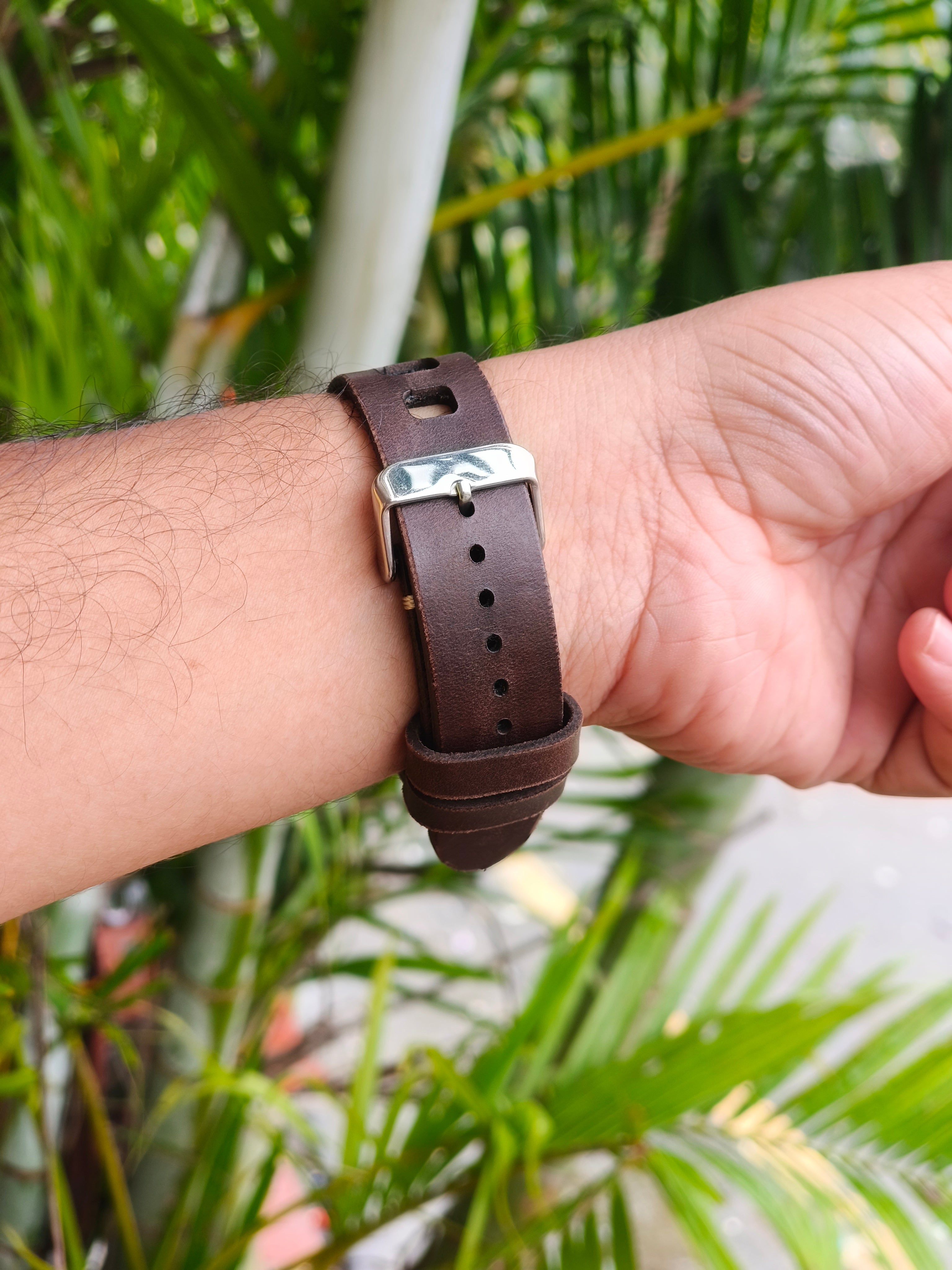 Zinoskins Square Cut Premium Dark Brown 100% Real Leather Strap Compatible for Apple Watch  – Bold, Rugged & Unique!