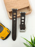 Zinoskins Square Cut Premium Dark Brown 100% Real Leather Strap Compatible for Apple Watch  – Bold, Rugged & Unique!