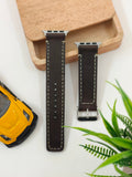 Zinoskins Full Stitch Premium Dark Brown 100% Real Leather Strap Compatible for Apple Watch – Classy, Durable & Timeless