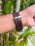 Zinoskins Full Stitch Premium Dark Brown 100% Real Leather Strap Compatible for Apple Watch – Classy, Durable & Timeless