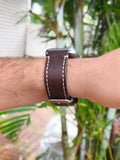 Zinoskins Full Stitch Premium Dark Brown 100% Real Leather Strap Compatible for Apple Watch – Classy, Durable & Timeless