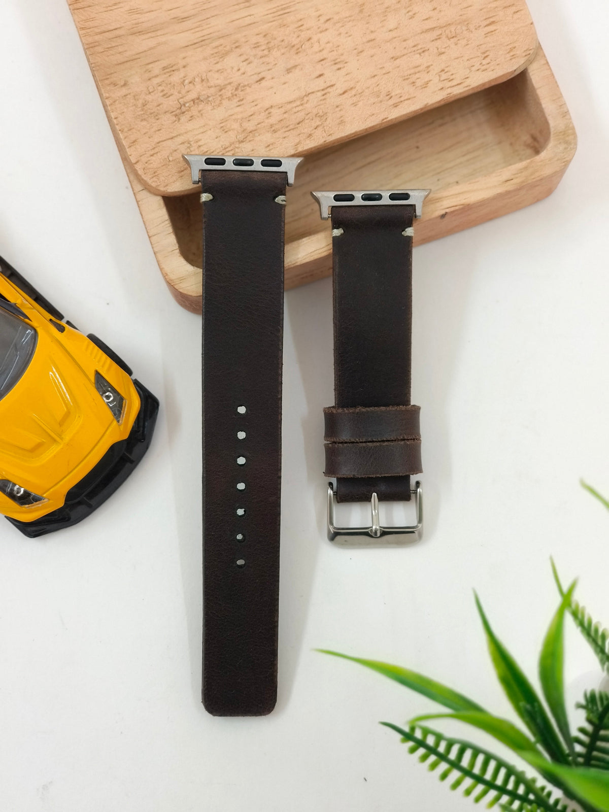 Zinoskins Minimal Premium Dark Brown 100% Real Leather Strap Compatible for Apple Watch – Classic, Clean, Confident