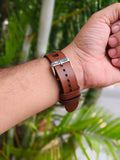 Zinoskins Square Cut Premium Tan 100% Real Leather Strap Compatible for Apple Watch  – Bold, Breezy & Built for Style