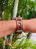 Zinoskins Square Cut Premium Tan 100% Real Leather Strap Compatible for Apple Watch  – Bold, Breezy & Built for Style