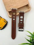 Zinoskins Square Cut Premium Tan 100% Real Leather Strap Compatible for Apple Watch  – Bold, Breezy & Built for Style