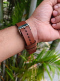Zinoskins Minimal Premium Tan 100% Real Leather Strap Compatible for Apple Watch – Simple, Sleek & Sophisticated