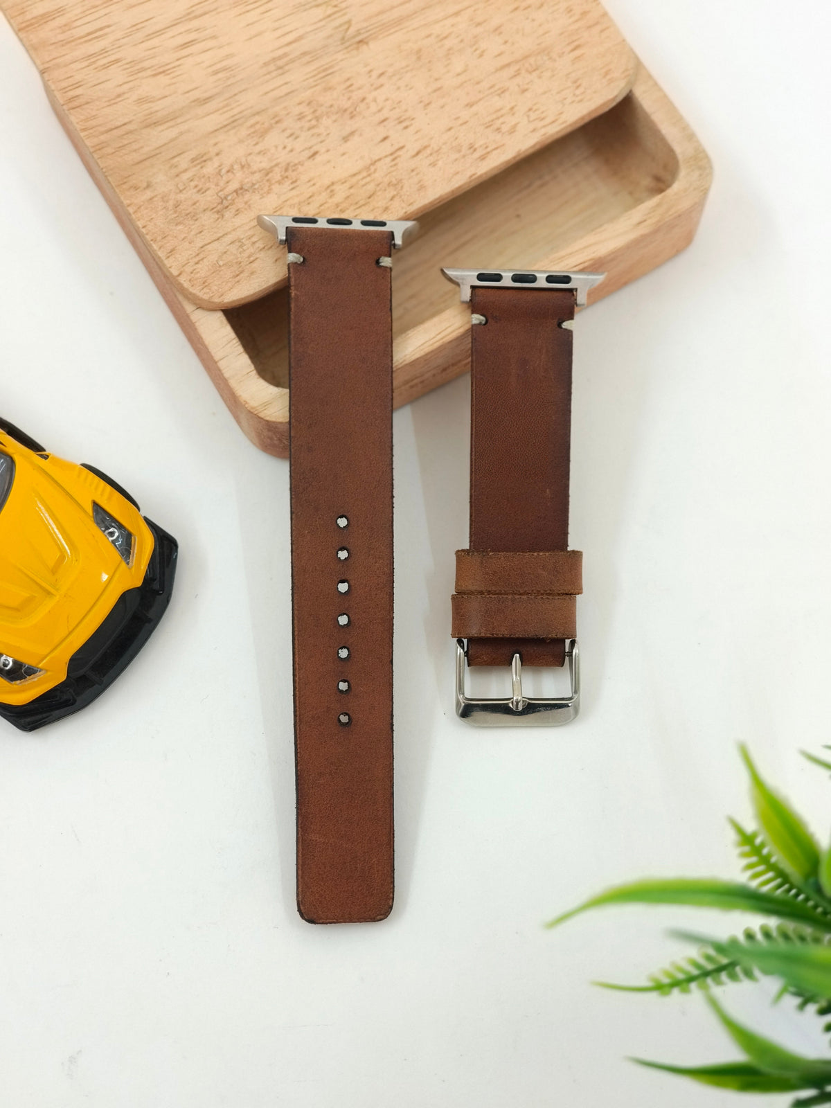 Zinoskins Minimal Premium Tan 100% Real Leather Strap Compatible for Apple Watch – Simple, Sleek & Sophisticated