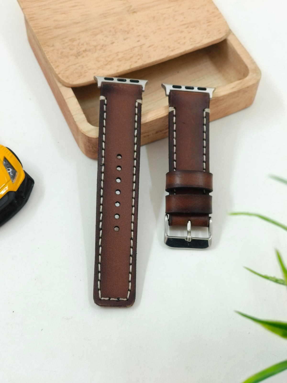 Zinoskins Full Stitch Premium Tan Edge Tone 100% Real Leather Strap Compatible for Apple Watch – Reinvented for Styling
