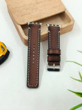 Zinoskins Full Stitch Premium Tan Edge Tone 100% Real Leather Strap Compatible for Apple Watch – Reinvented for Styling
