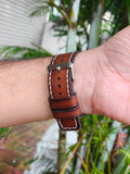 Zinoskins Full Stitch Premium Tan Edge Tone 100% Real Leather Strap Compatible for Apple Watch – Reinvented for Styling