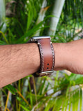 Zinoskins Full Stitch Premium Tan Edge Tone 100% Real Leather Strap Compatible for Apple Watch – Reinvented for Styling