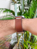 Zinoskins Cross Stitch Premium Tan 100% Real Leather Strap Compatible For Apple Watch – Rustic Charm with Cross-Stitch Detail