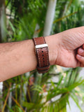 Zinoskins Full-Stitch Premium Tan 100% Real Leather Strap Compatible for Apple Watch – Classic Craft Meets Modern Style