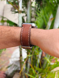 Zinoskins Full-Stitch Premium Tan 100% Real Leather Strap Compatible for Apple Watch – Classic Craft Meets Modern Style