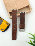 Zinoskins Full-Stitch Premium Tan 100% Real Leather Strap Compatible for Apple Watch – Classic Craft Meets Modern Style