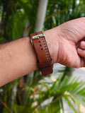 Zinoskins Parallel Stitch Premium Tan 100 % Real Leather Strap Compatible for Apple Watch – Elegance & Stylish.