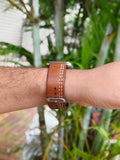Zinoskins Parallel Stitch Premium Tan 100 % Real Leather Strap Compatible for Apple Watch – Elegance & Stylish.