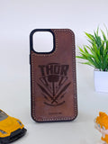 Asgardian Warrior Inspired Leather Phone Case | Engraved Hammer Design | iPhone 11–16 Pro Max