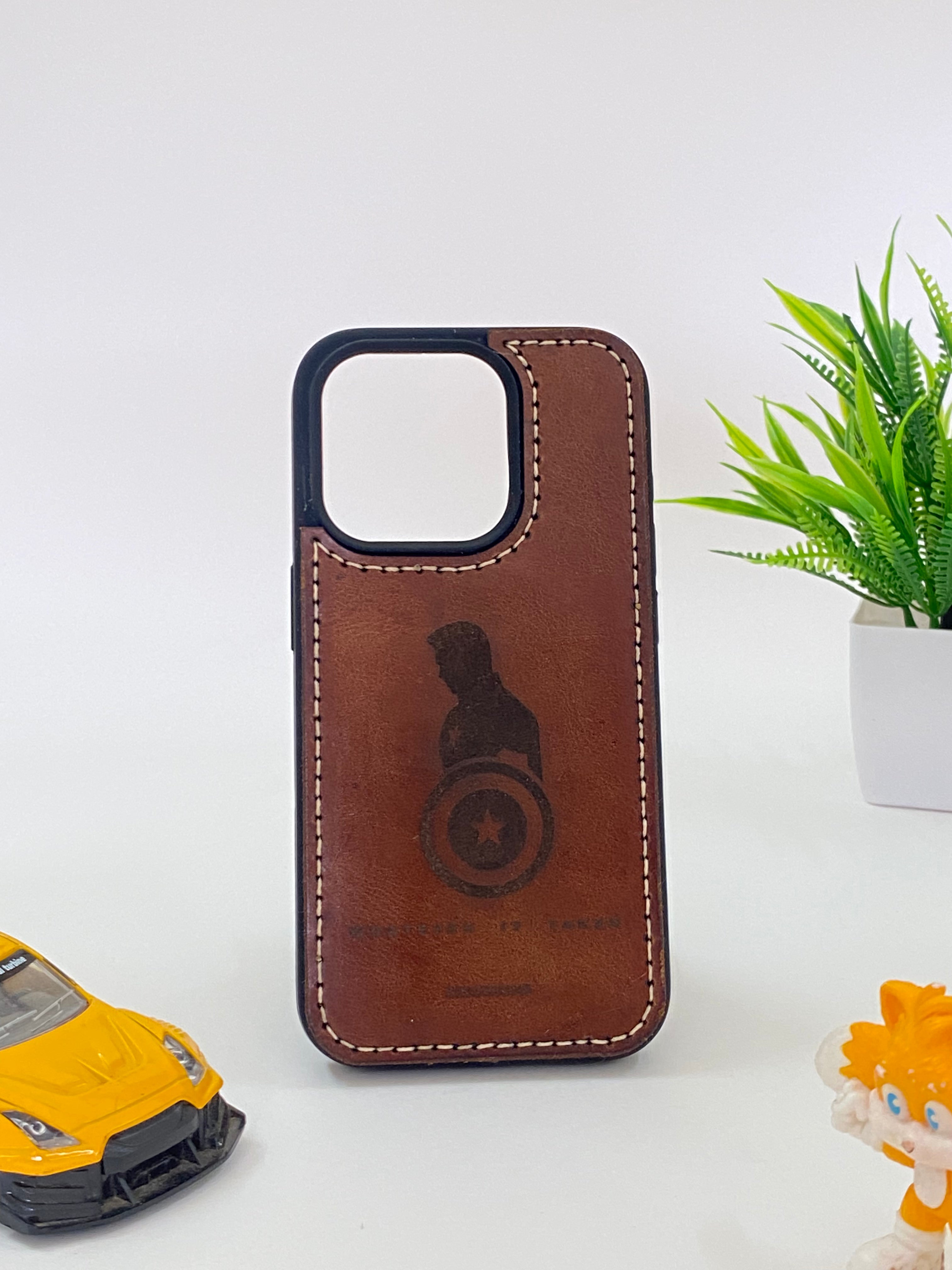 Vintage Superhero-Inspired Leather Phone Case | Handcrafted Minimalist Design