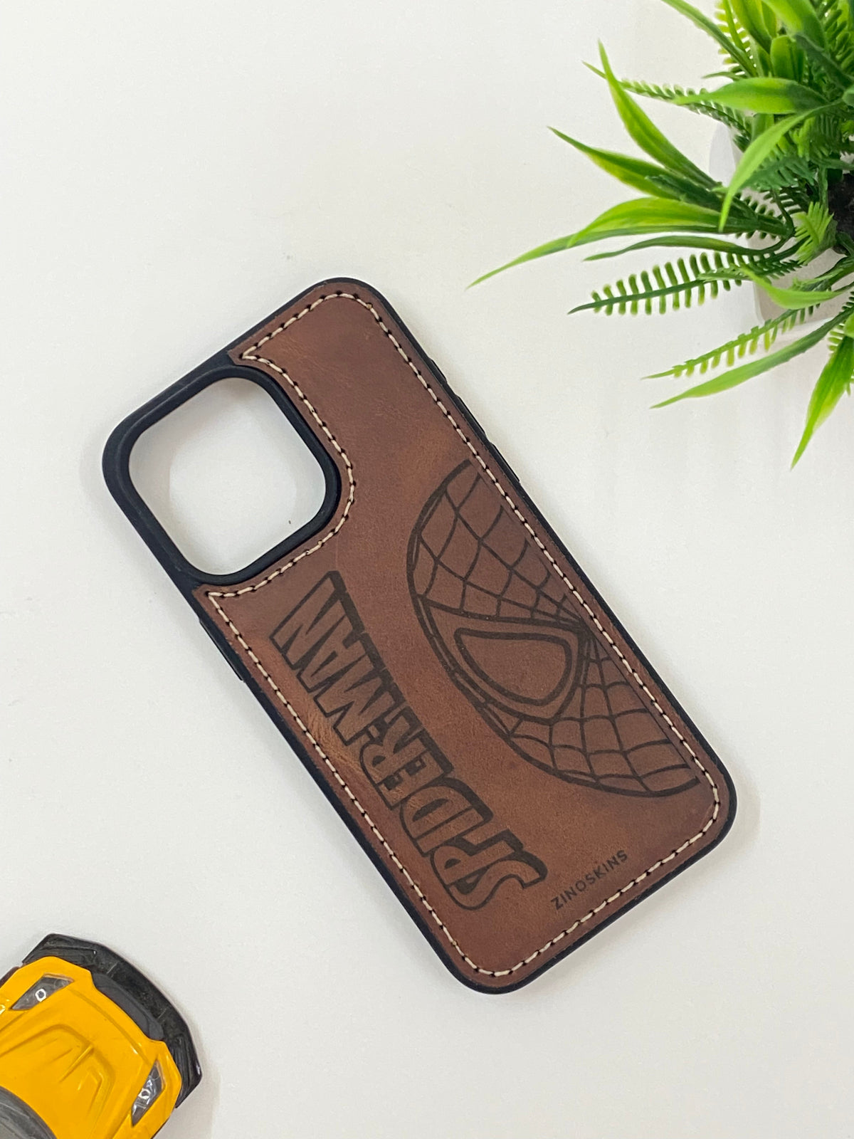 Web Superhero Inspired Leather Phone Case | Handcrafted for iPhone 11–16 Pro Max