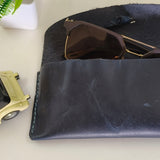 Zinoskins Handmade Dark BLUE Leather Sunglass Case – 100% Real Leather