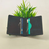 Leather Wallet for Mens Handmade Dark Blue With Blue Thread ( Real Leather )