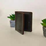 Leather Wallet for Mens Handmade Dark Brown With Ivory thread( Real Leather )