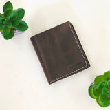Leather Wallet for Mens Handmade Dark Brown With Ivory thread( Real Leather )