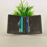 Leather Wallet for Mens Handmade Dark Brown With Ivory thread( Real Leather )