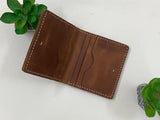 Leather Wallet for Mens Handmade Tan With Ivory thread ( Real Leather )