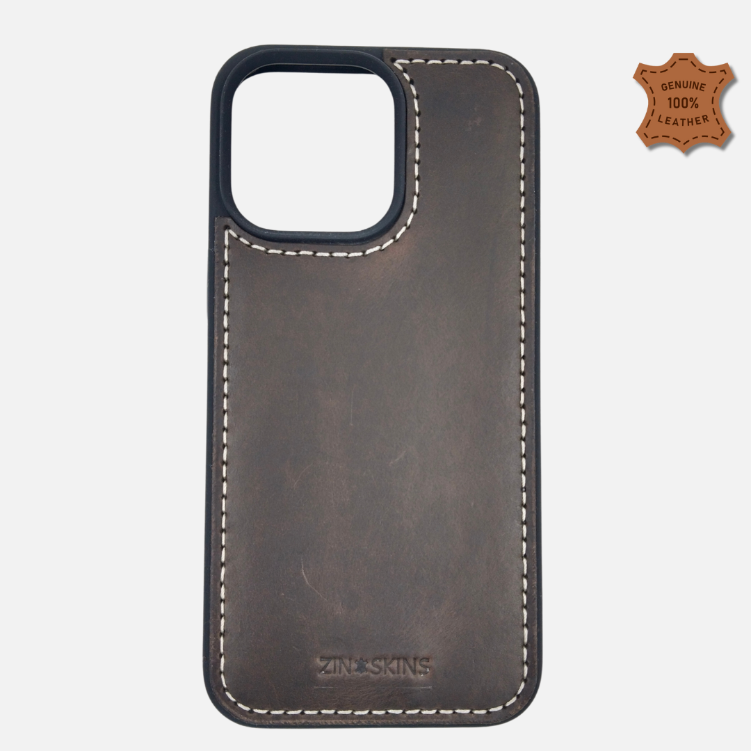 Leather Mobile Cover for Iphone Compatible with Iphone #M102-Dark Brown ( 100% Real Leather )