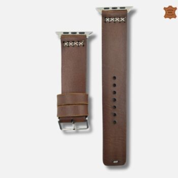 Leather Straps Compatible for Apple Watch Brown Color #CRS-BR ( 100% Real Leather )