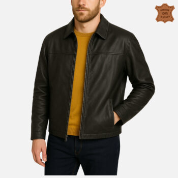 ZINOSKINS Men's Black Leather Jacket – 100% Real Leather, Premium Quality 001