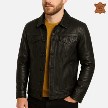 ZINOSKINS Men's Black Leather Jacket – 100% Real Leather, Premium Quality 002