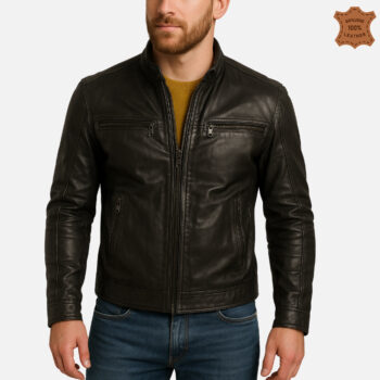 ZINOSKINS Men's Black Leather Jacket – 100% Real Leather, Premium Quality 004