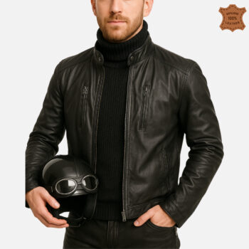 ZINOSKINS Men's Black Leather Jacket – 100% Real Leather, Premium Quality 005