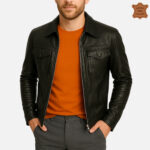 ZINOSKINS Men's Black Leather Jacket – 100% Real Leather, Premium Quality 006