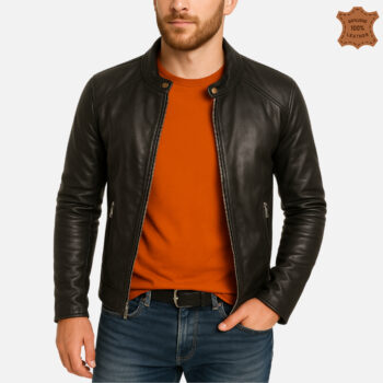 ZINOSKINS Men's Black Leather Jacket – 100% Real Leather, Premium Quality 008